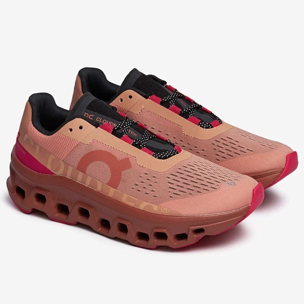 On Cloudmonster Womens 8.5 Sneakers Running Shoes Rose Cork Pink 61.98283 Cloud